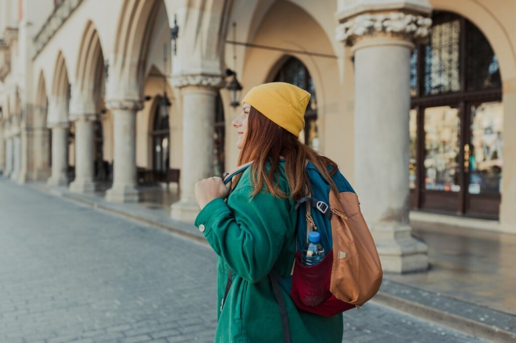 Woman travelling in Krakow