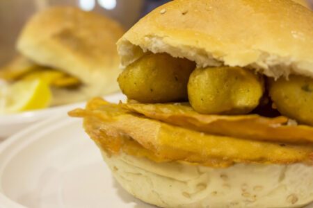 Sandwich with panelle and crocchè palermo