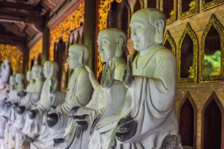 Temple tower of Bai Dinh pagoda in Ninh Binh, Vietnam