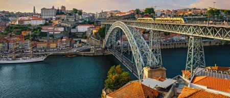 View of Porto city and Dom Luis bridge, Portugal