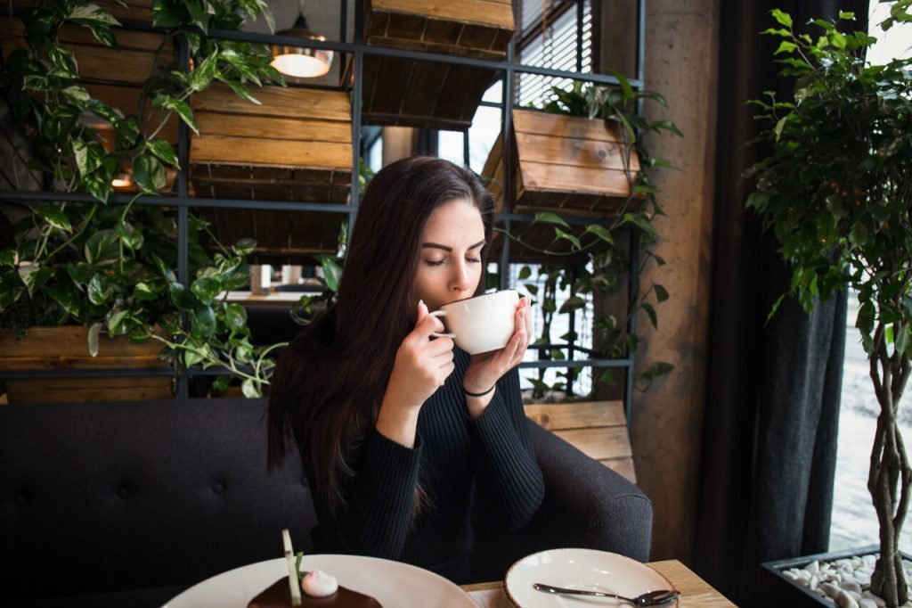 Girl drinking coffee